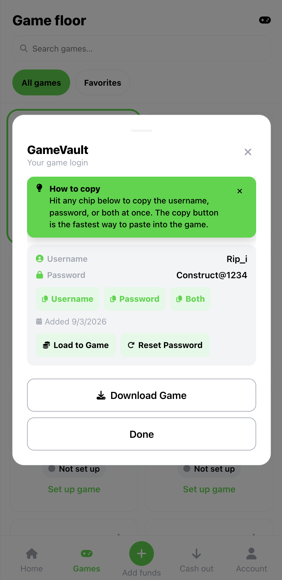 SL Sweep game access